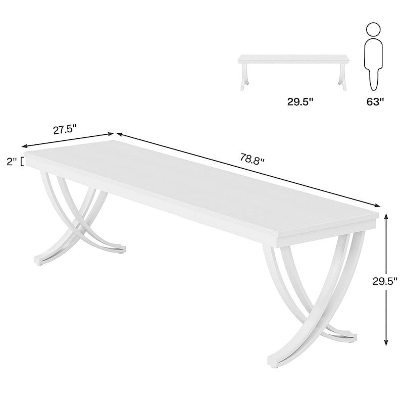 Black Brown / White Rectangular Conference Table, Seats 6–8
