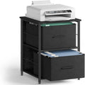 Ebony/Ink Black 2-Drawer Rolling File Cabinet with Printer Stand, 1-Person