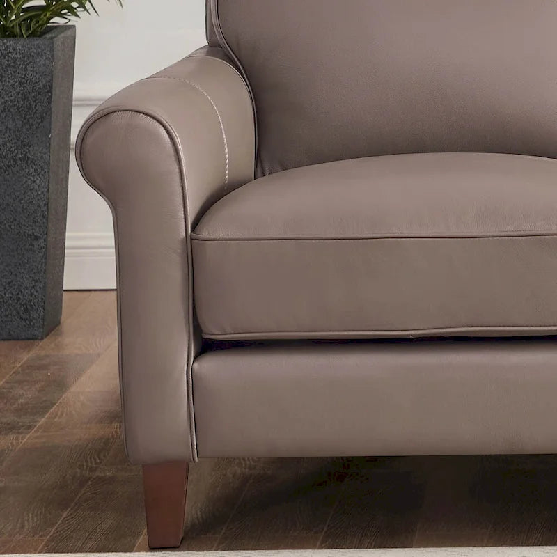 Taupe Top-Grain Leather Accent Chair – 1-Seat