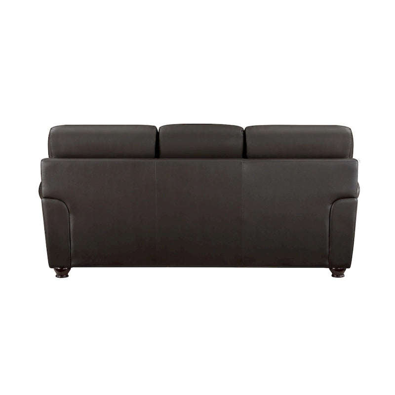 Espresso Brown 3-Seat Rolled Arm Sofa