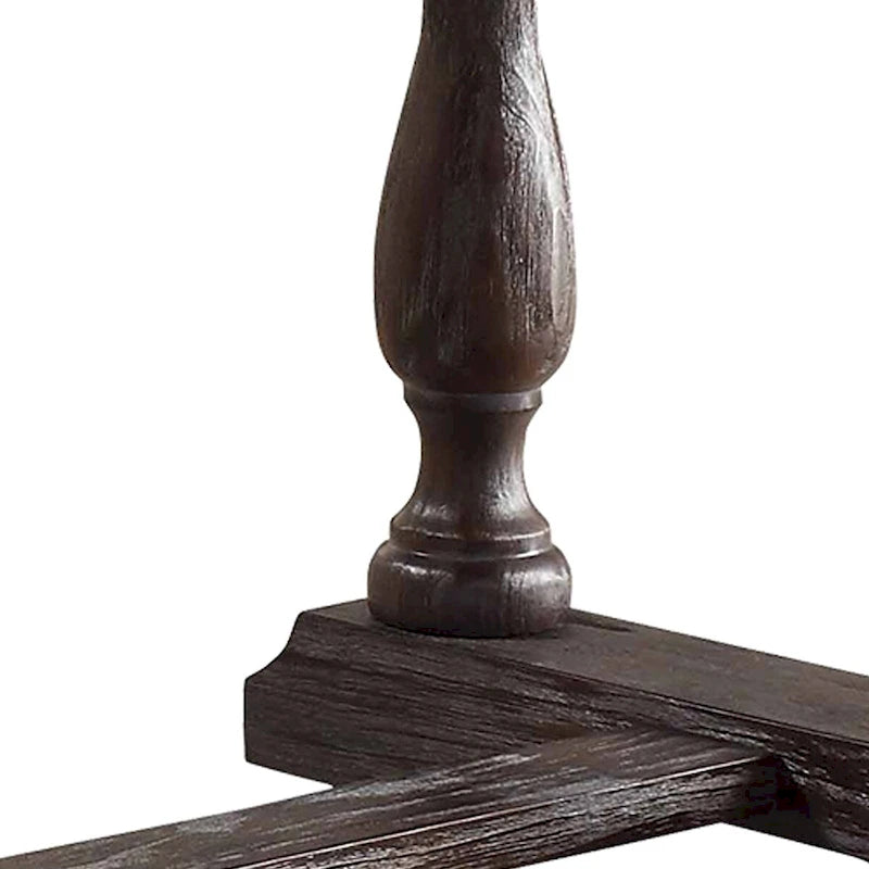White Marble Top Rectangular Dining Table, Brown Wood Legs, Seats 6