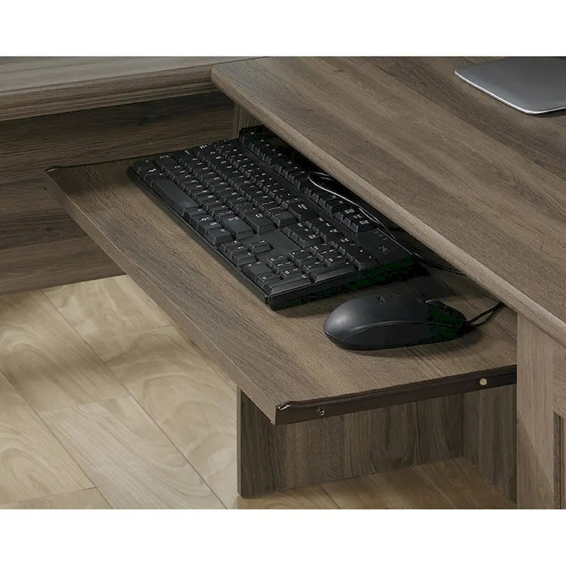 Grey Wood Finish L-Shaped Corner Desk, 1-Person