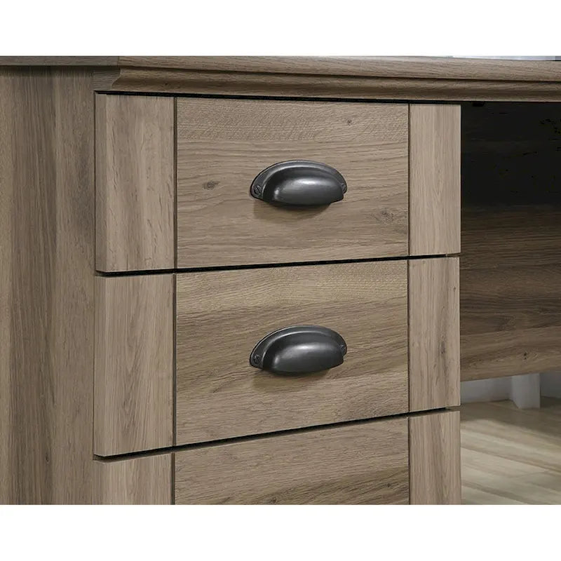 Grey Wood Finish L-Shaped Corner Desk, 1-Person