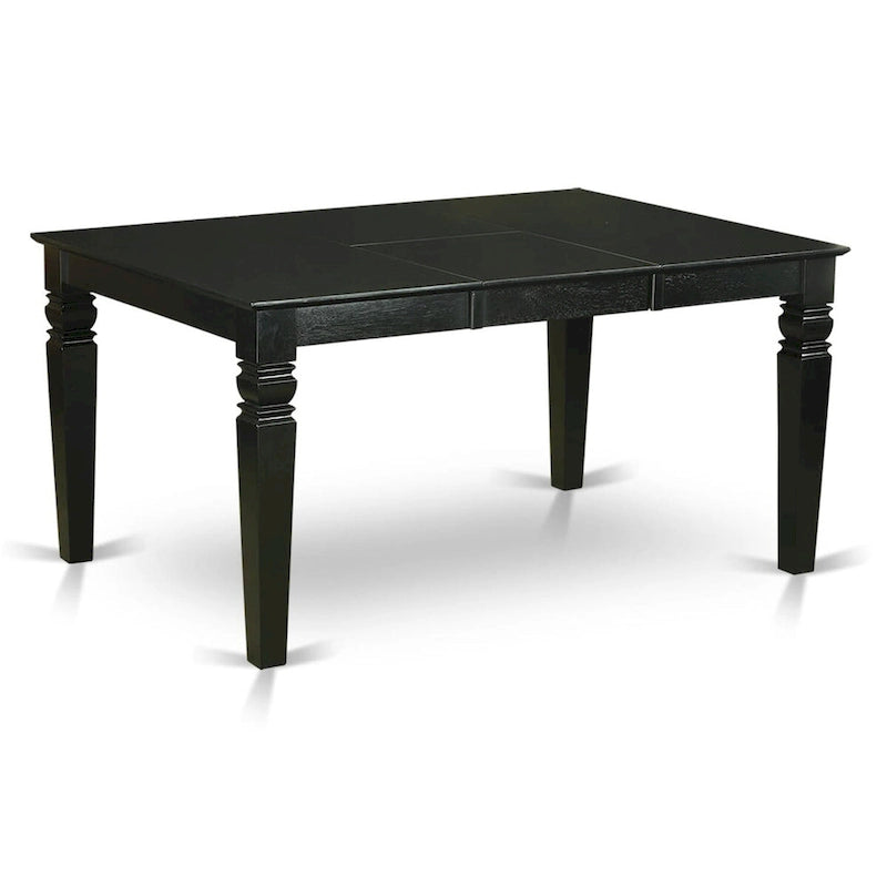 Black 7-Person Dining Set – Faux Leather Slatted Chairs & Butterfly Leaf Table