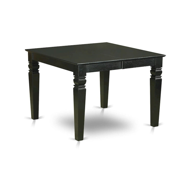 Black 7-Person Dining Set – Faux Leather Slatted Chairs & Butterfly Leaf Table