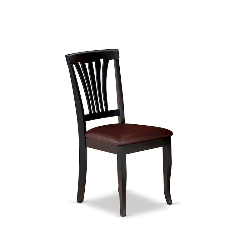 Black 7-Person Dining Set – Faux Leather Slatted Chairs & Butterfly Leaf Table