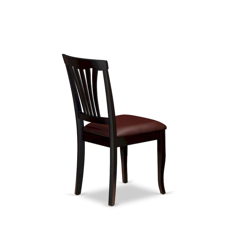 Black 7-Person Dining Set – Faux Leather Slatted Chairs & Butterfly Leaf Table