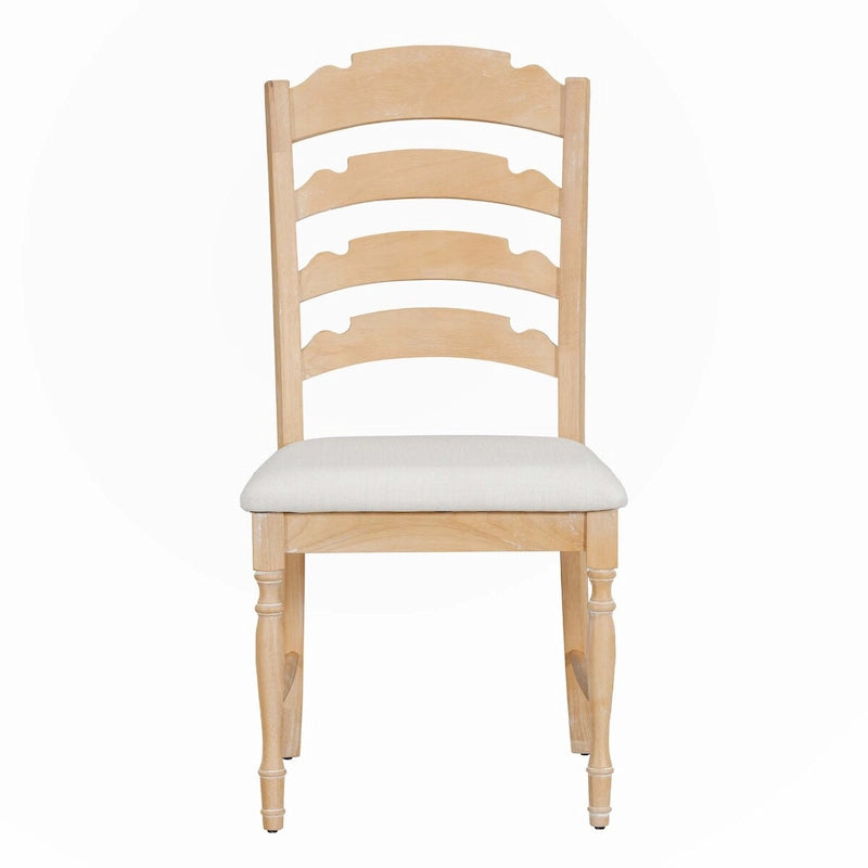 Neutral/Warm Cream Vintage Upholstered Dining Chair, Serrated Back, Set of 4