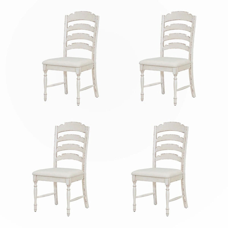 Neutral/Warm Cream Vintage Upholstered Dining Chair, Serrated Back, Set of 4