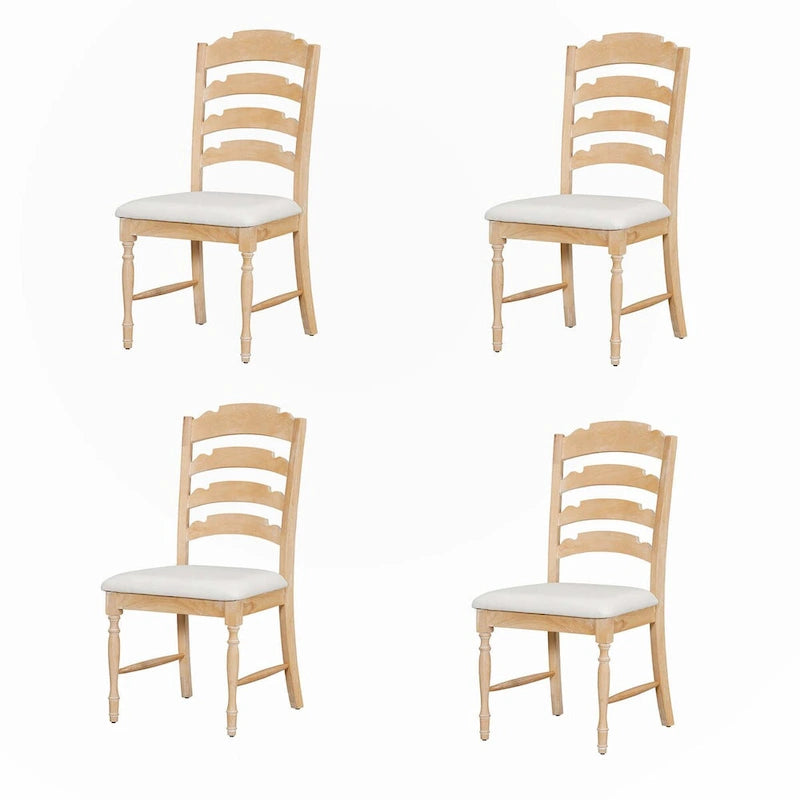 Neutral/Warm Cream Vintage Upholstered Dining Chair, Serrated Back, Set of 4