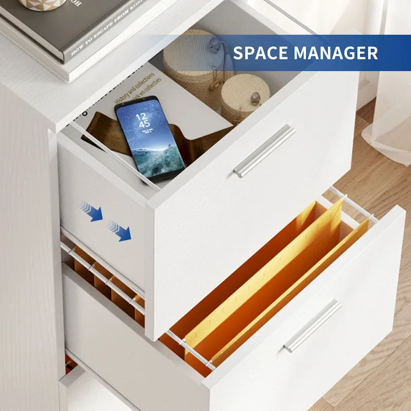 Vertical 4-Drawer Locking File Cabinet, White & Black, Single User – Letter/A4