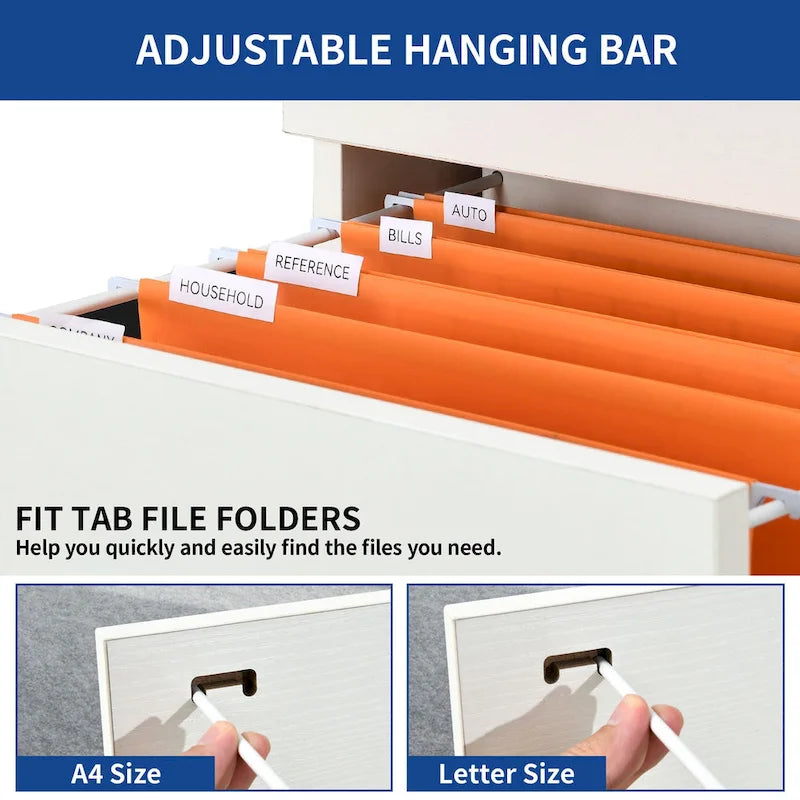Vertical 4-Drawer Locking File Cabinet, White & Black, Single User – Letter/A4