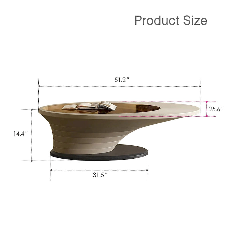 Clear Glass / Gray Steel Oval Coffee Table, Seats 1–2