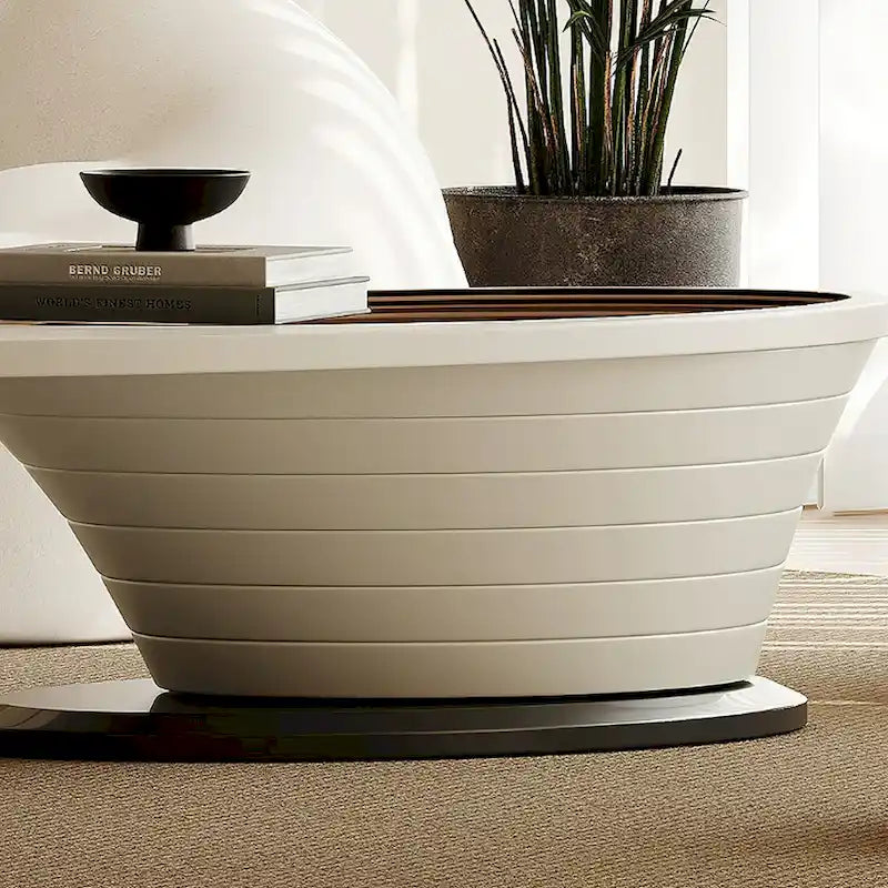 Clear Glass / Gray Steel Oval Coffee Table, Seats 1–2
