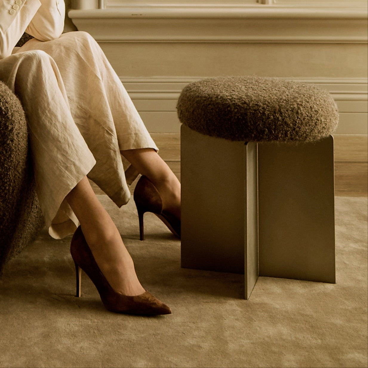 Tabouret Milan – Boucle Moka