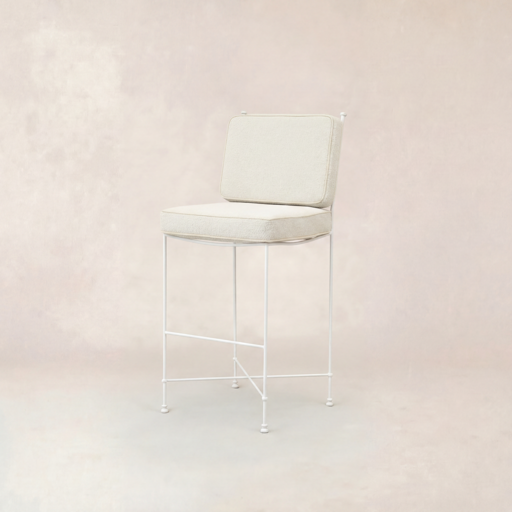 Tabouret de bar d'extérieur Provence - Cadre blanc