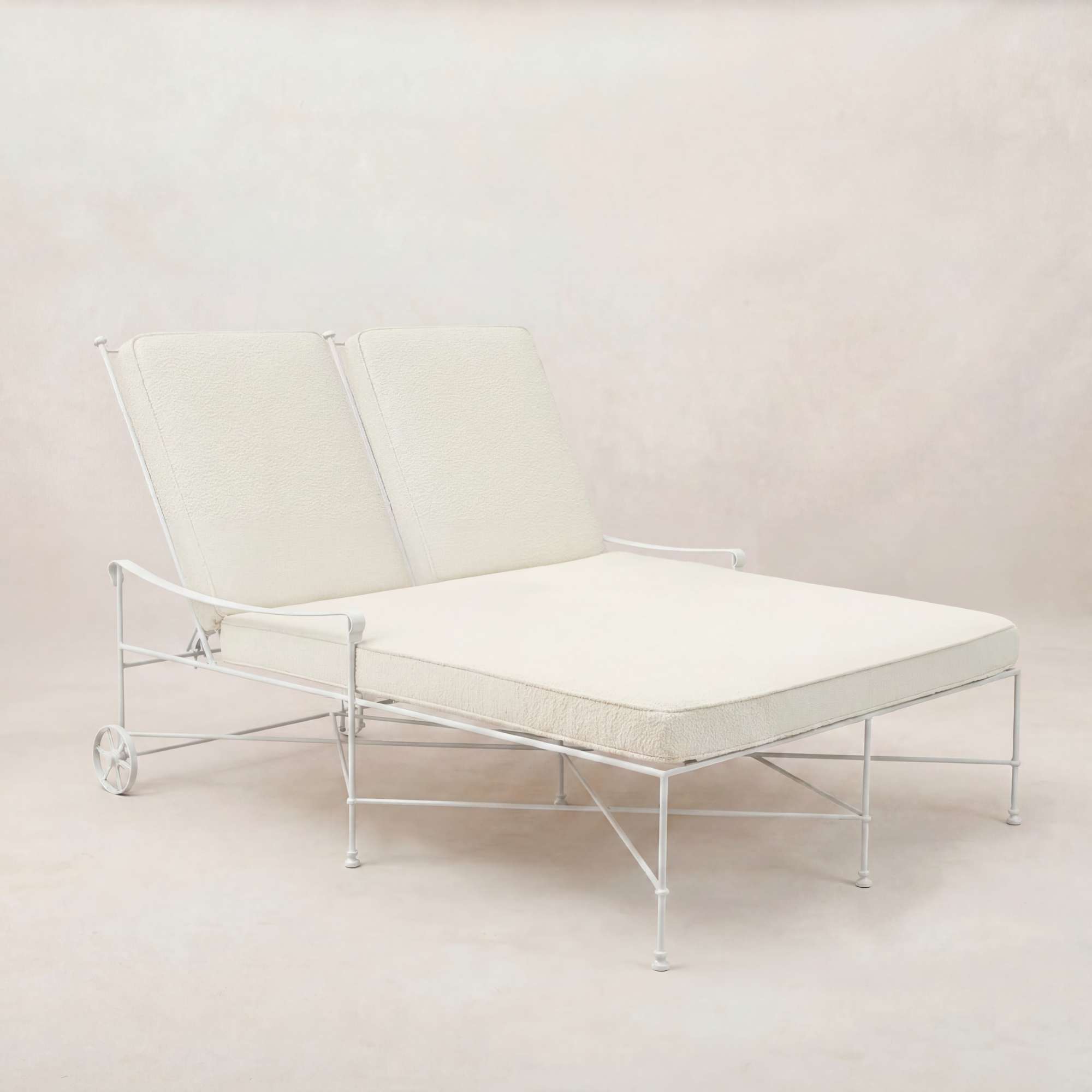 Double chaise longue d'extérieur Provence - Cadre blanc