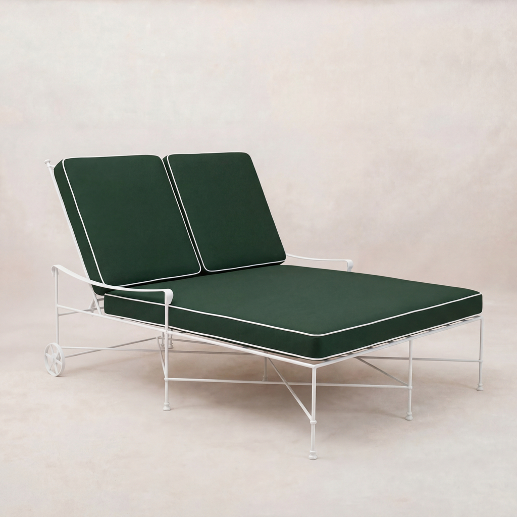 Double chaise longue d'extérieur Provence - Cadre blanc
