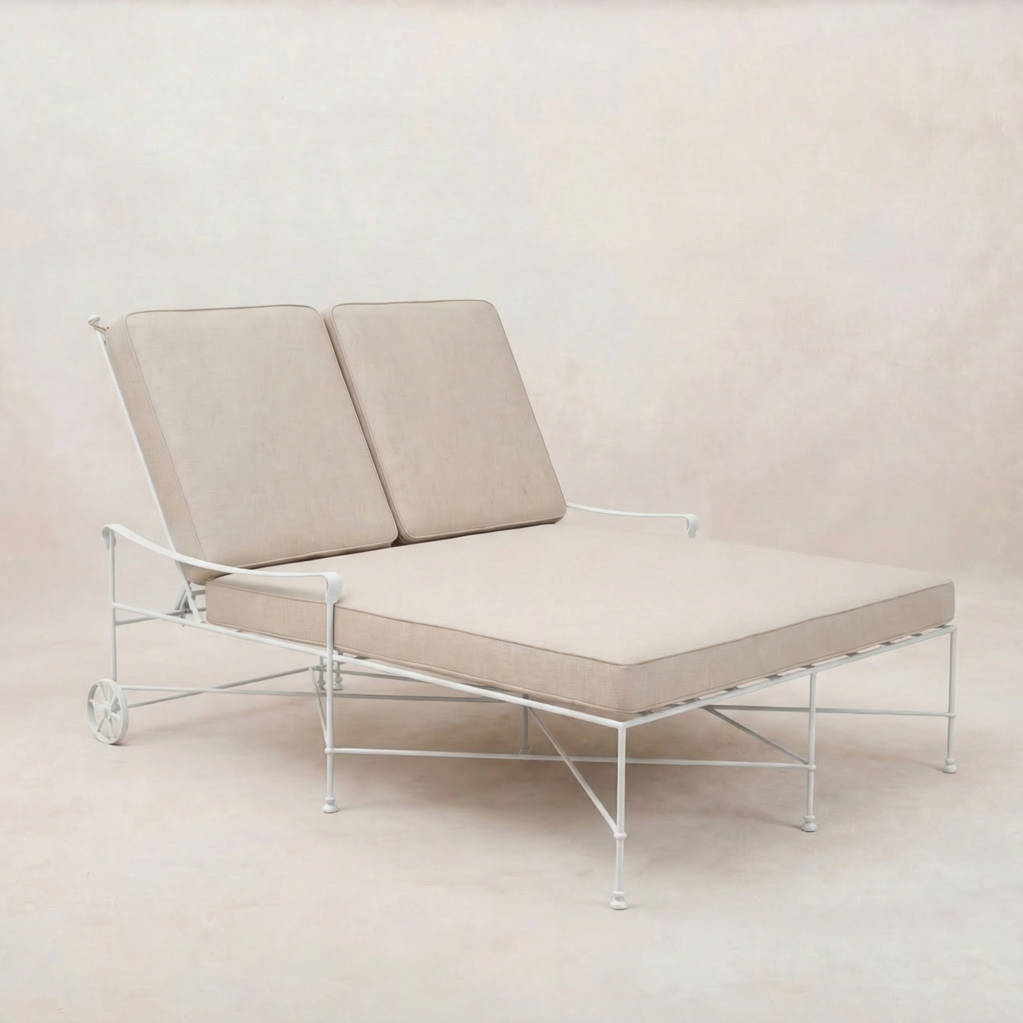 Double chaise longue d'extérieur Provence - Cadre blanc