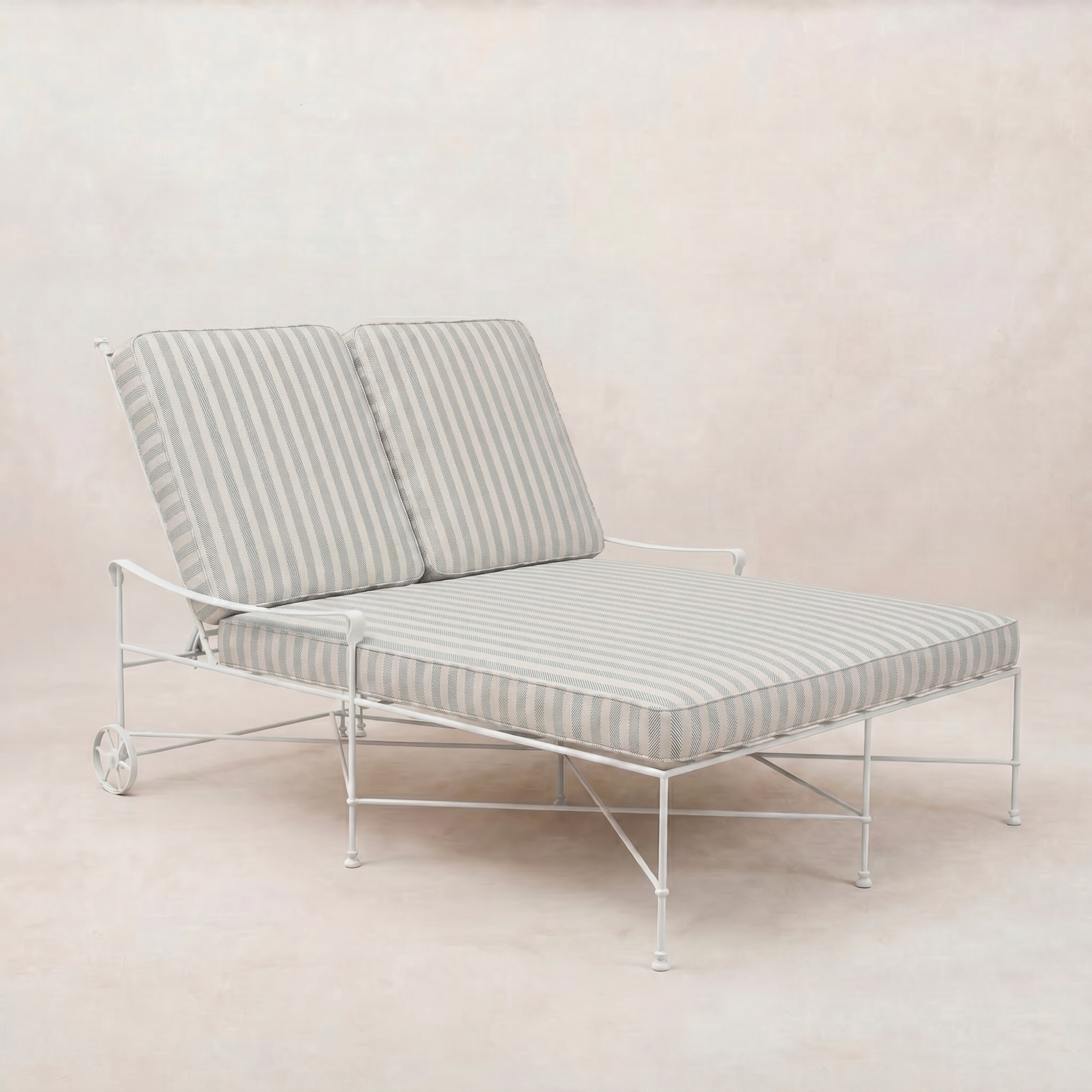 Double chaise longue d'extérieur Provence - Cadre blanc