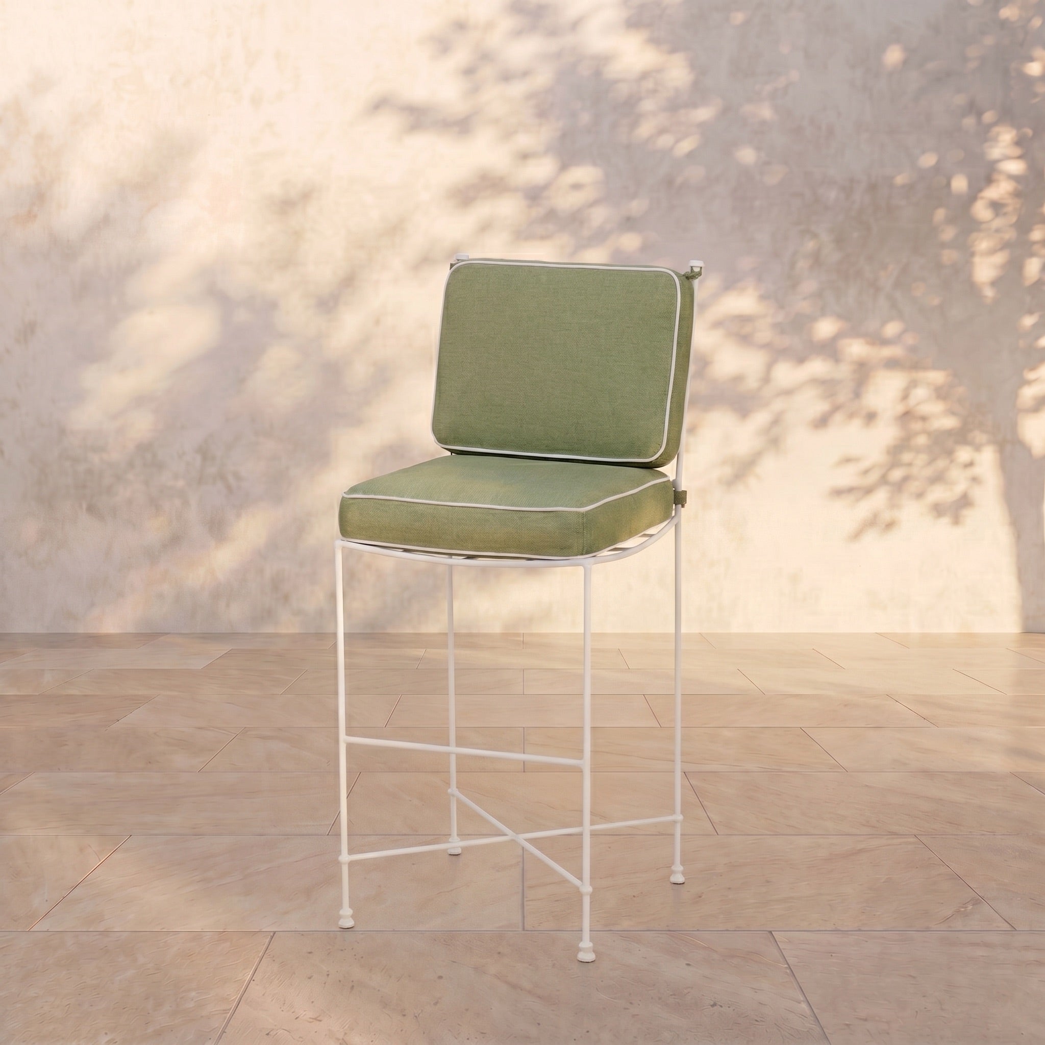 Tabouret de bar d'extérieur Provence - Cadre blanc