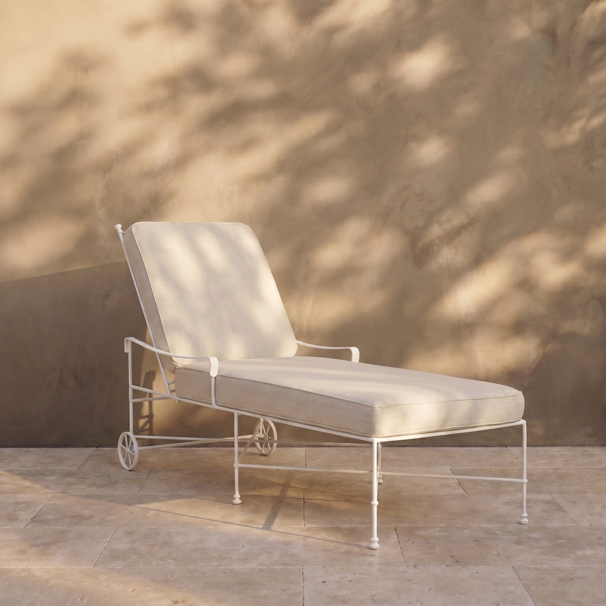 Chaise longue d'extérieur Provence - Cadre blanc