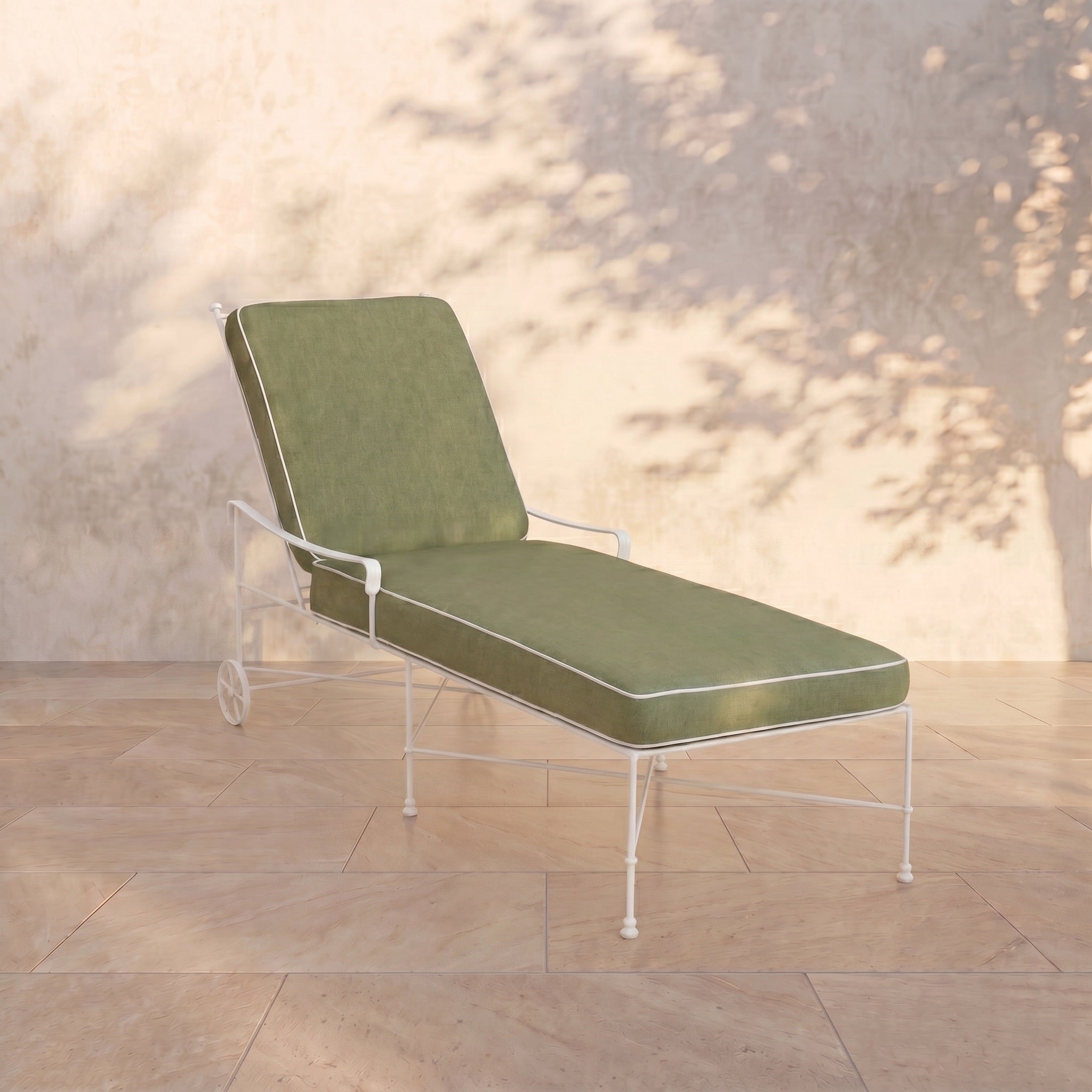 Chaise longue d'extérieur Provence - Cadre blanc