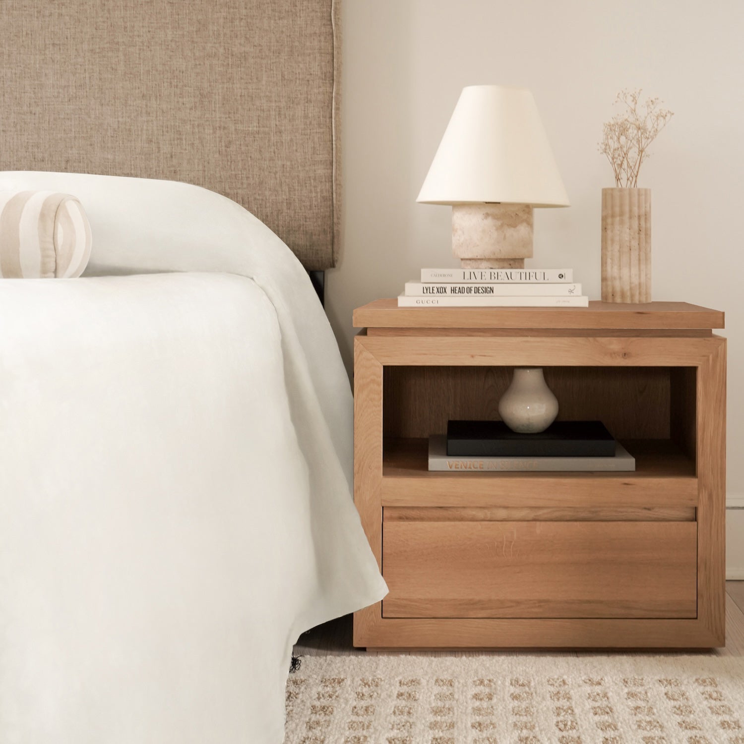 Table de chevet en bois Sofita - Chêne blanc