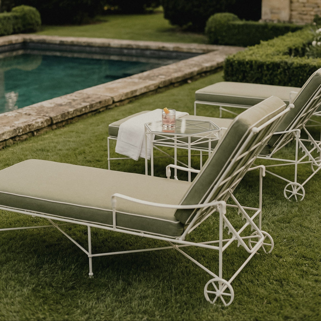 Chaise longue d'extérieur Provence - Cadre blanc