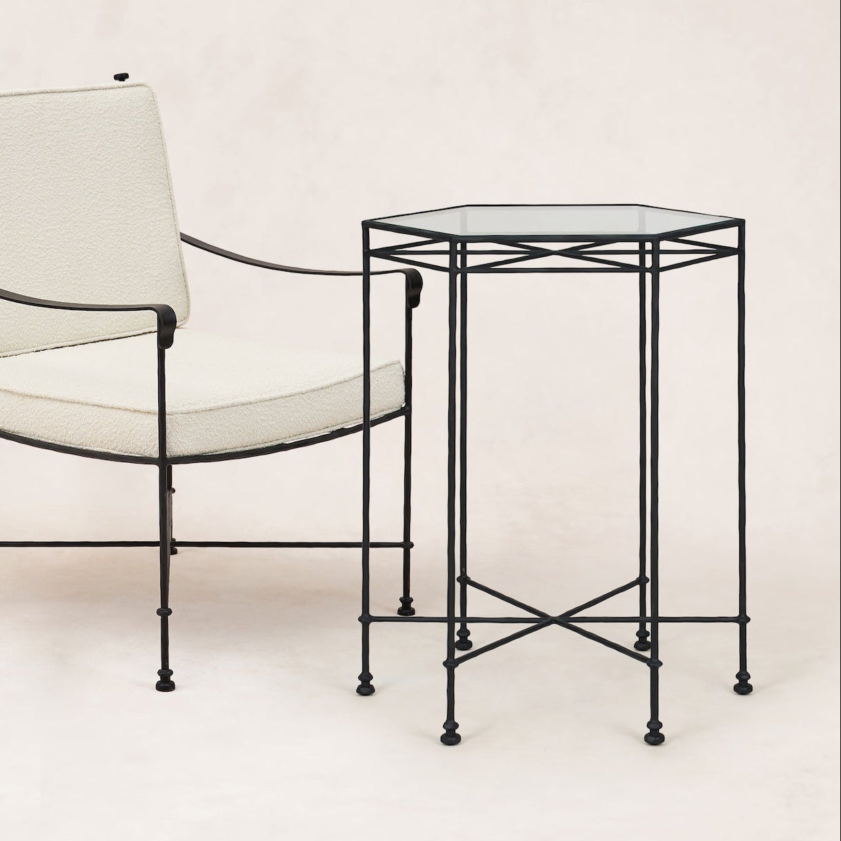 Table basse de cocktail d'extérieur en verre Provence