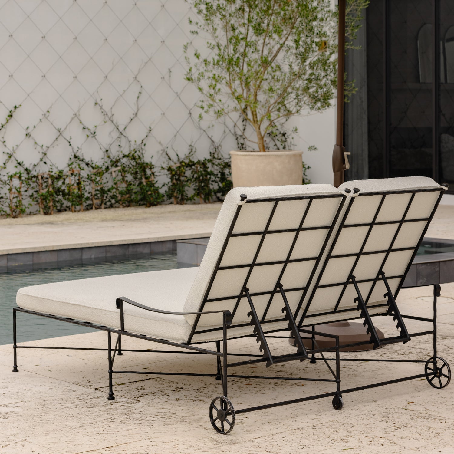 Chaise longue double Provence d'extérieur – Structure noire