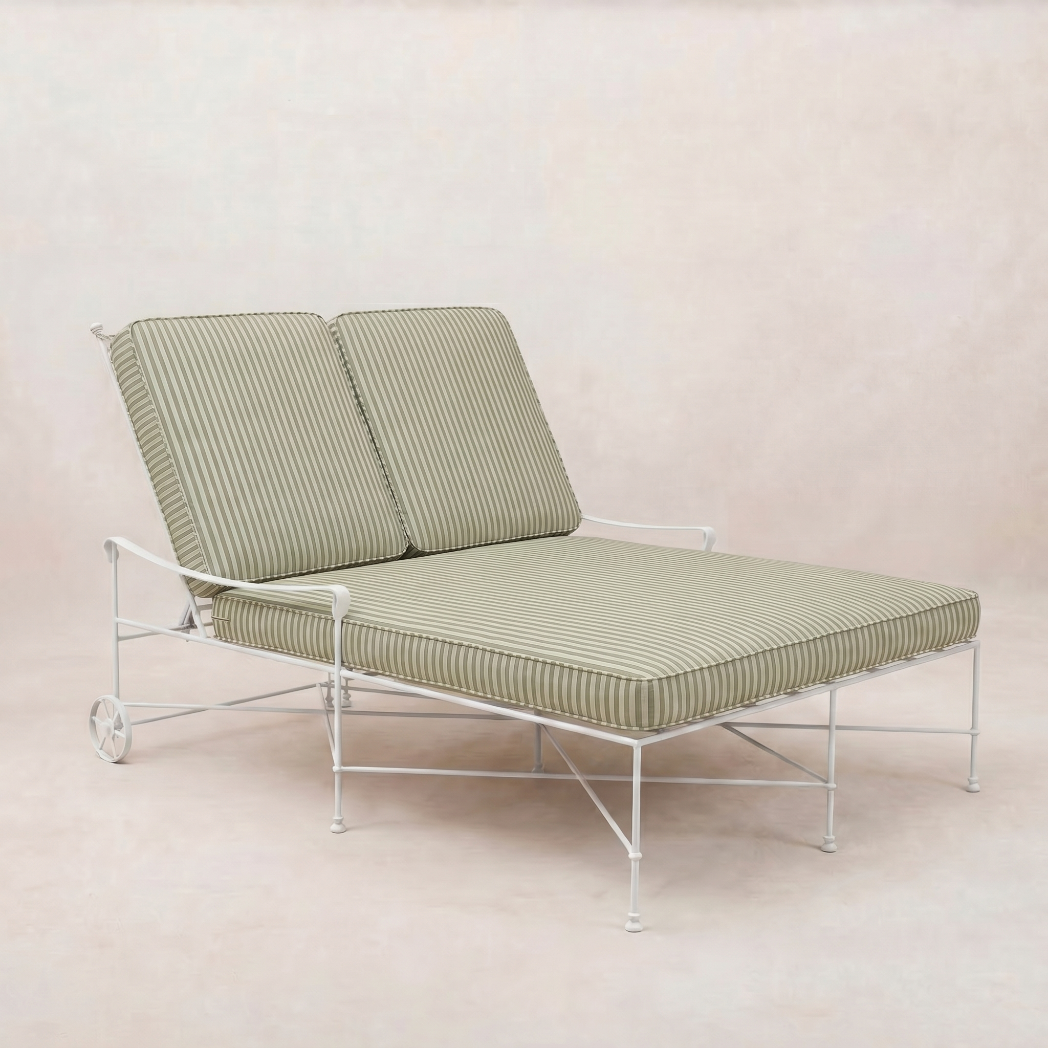 Double chaise longue d'extérieur Provence - Cadre blanc