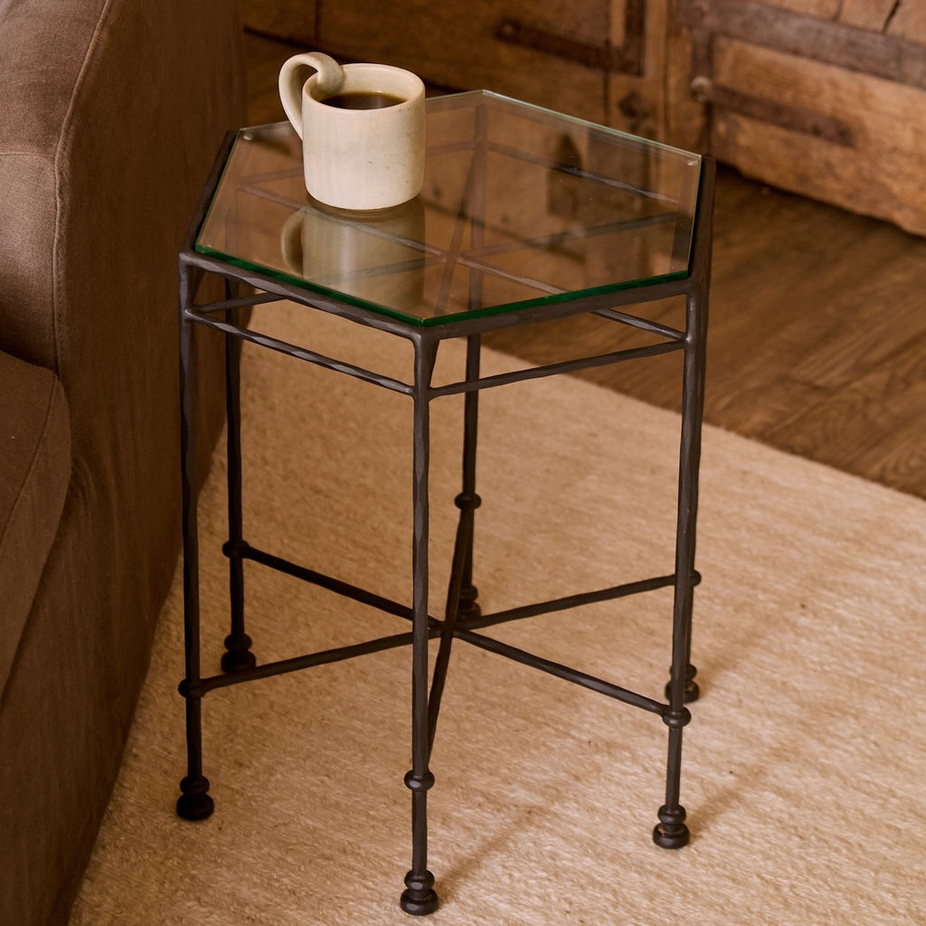 Table d'appoint d'extérieur en verre Provence - Noir