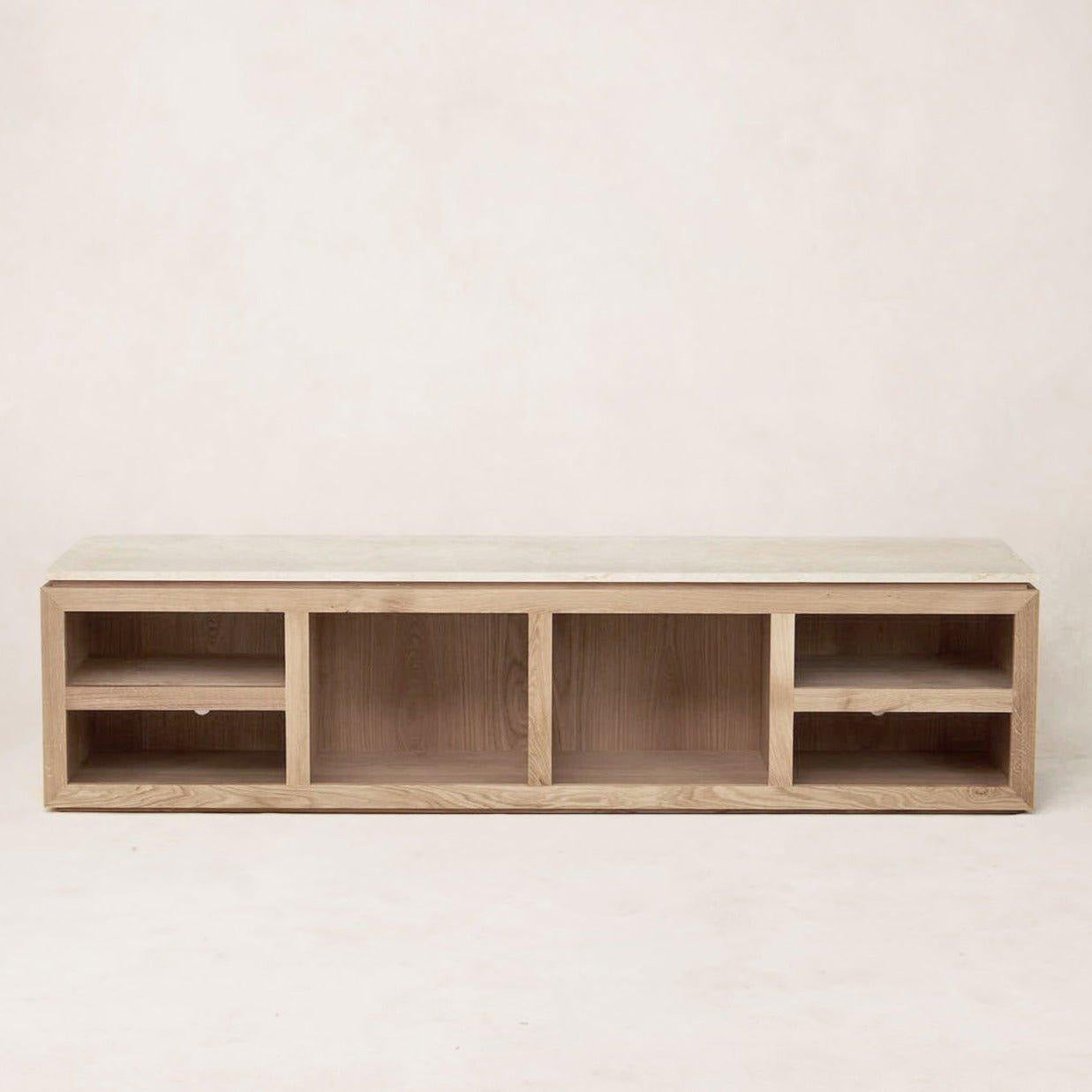 Meuble TV console Sofita Marbre - Chêne Blanc