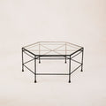 Table basse hexagonale d'extérieur en verre Provence - Cadre noir