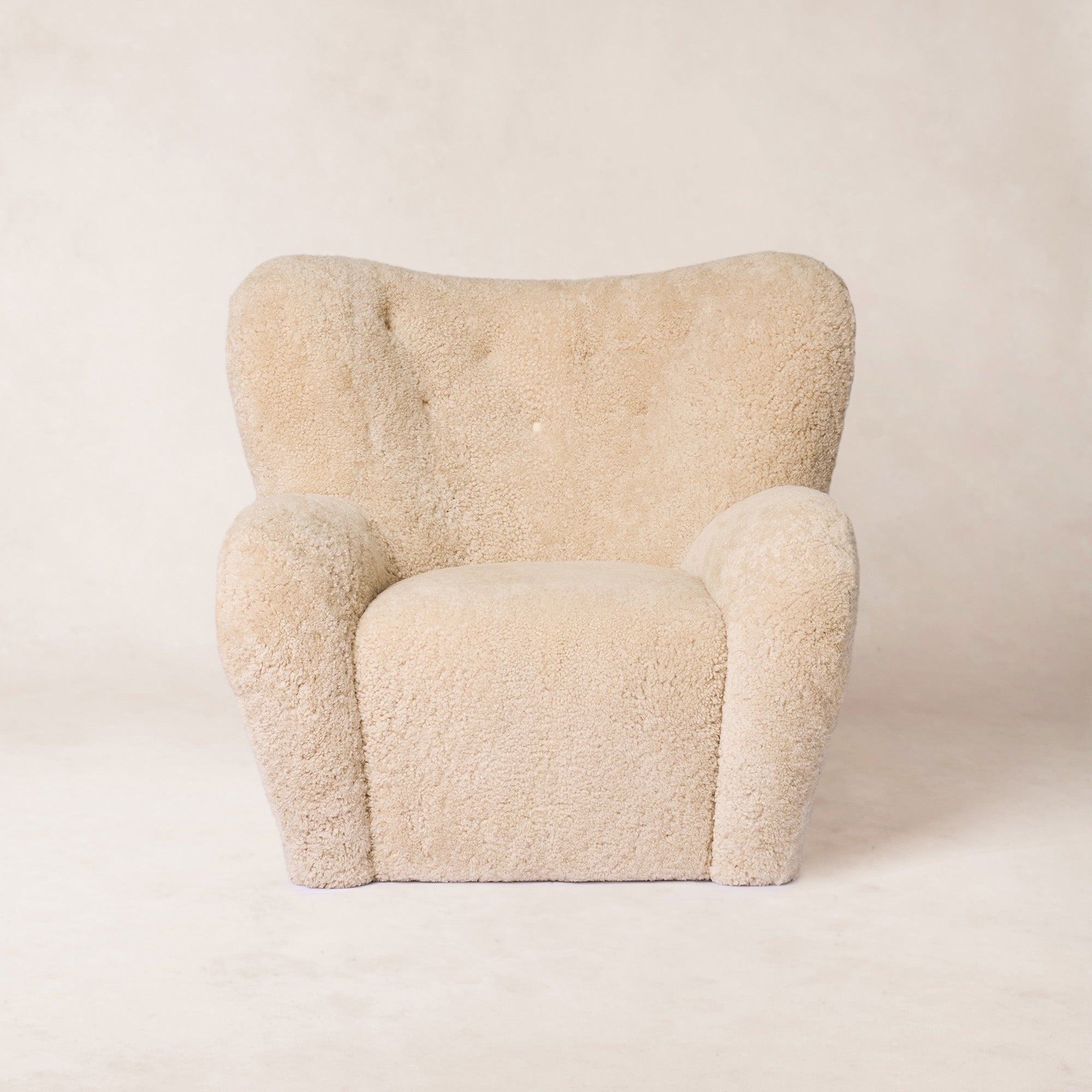 Fauteuil Papa Teddy - Peau de mouton blanc cassé