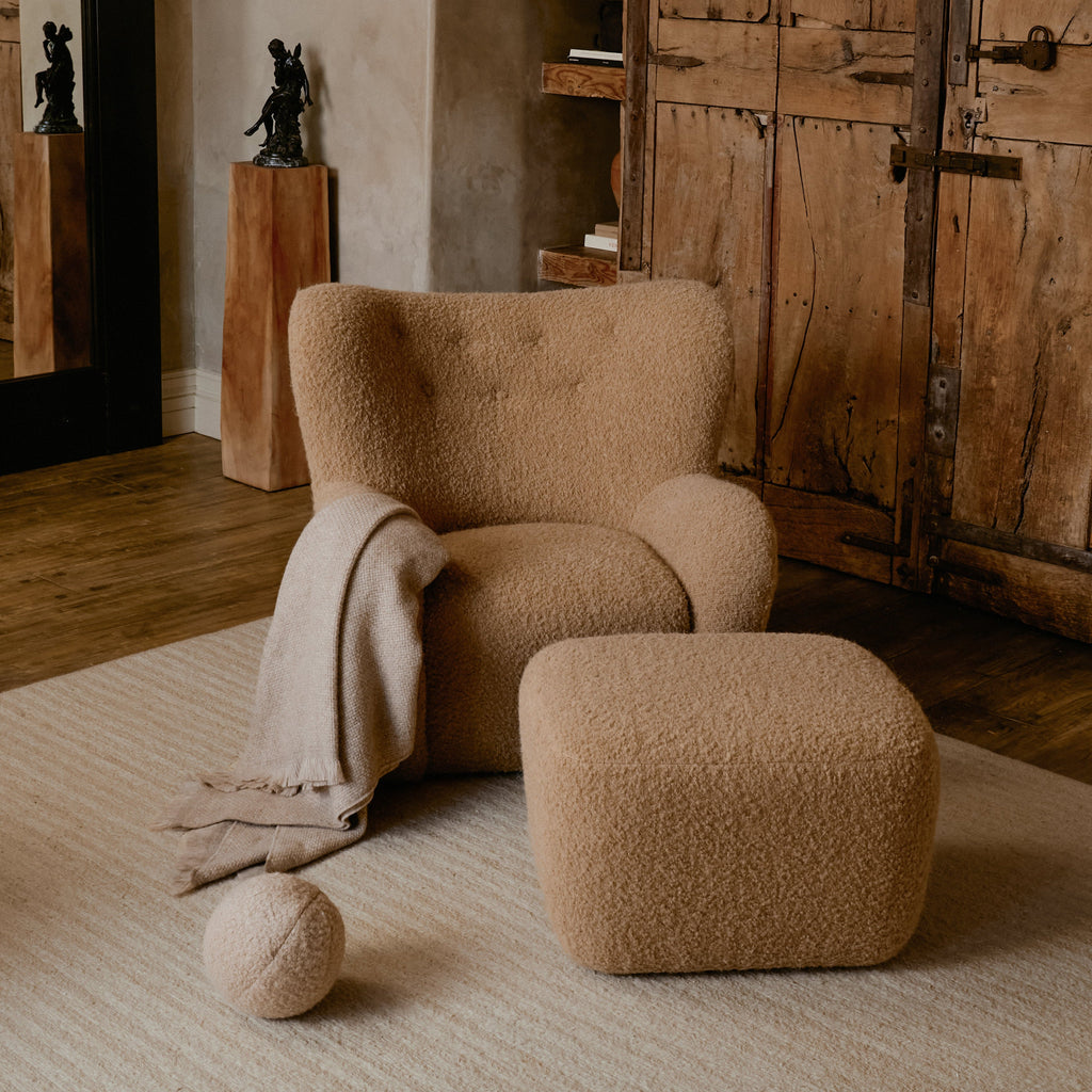 Fauteuil Papa Teddy - Bouclé Camel