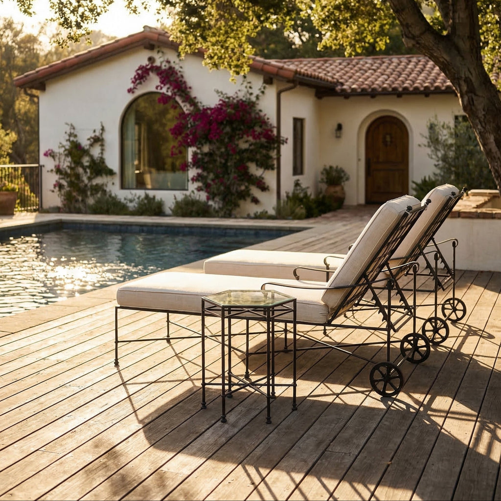 Chaise longue d'extérieur Provence - Cadre noir
