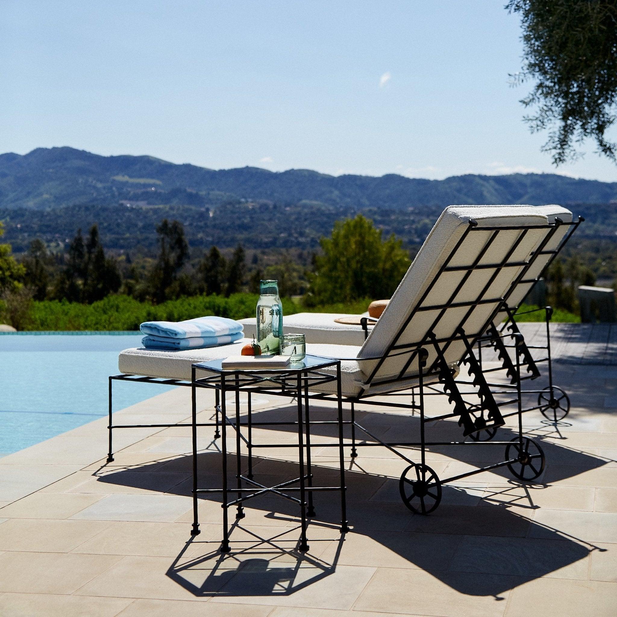 Chaise longue d'extérieur Provence - Cadre noir