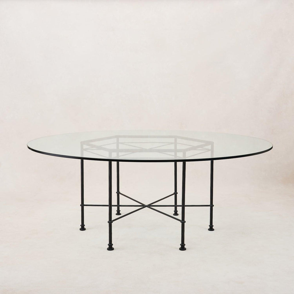 Table à manger d'extérieur en verre Provence - Châssis noir