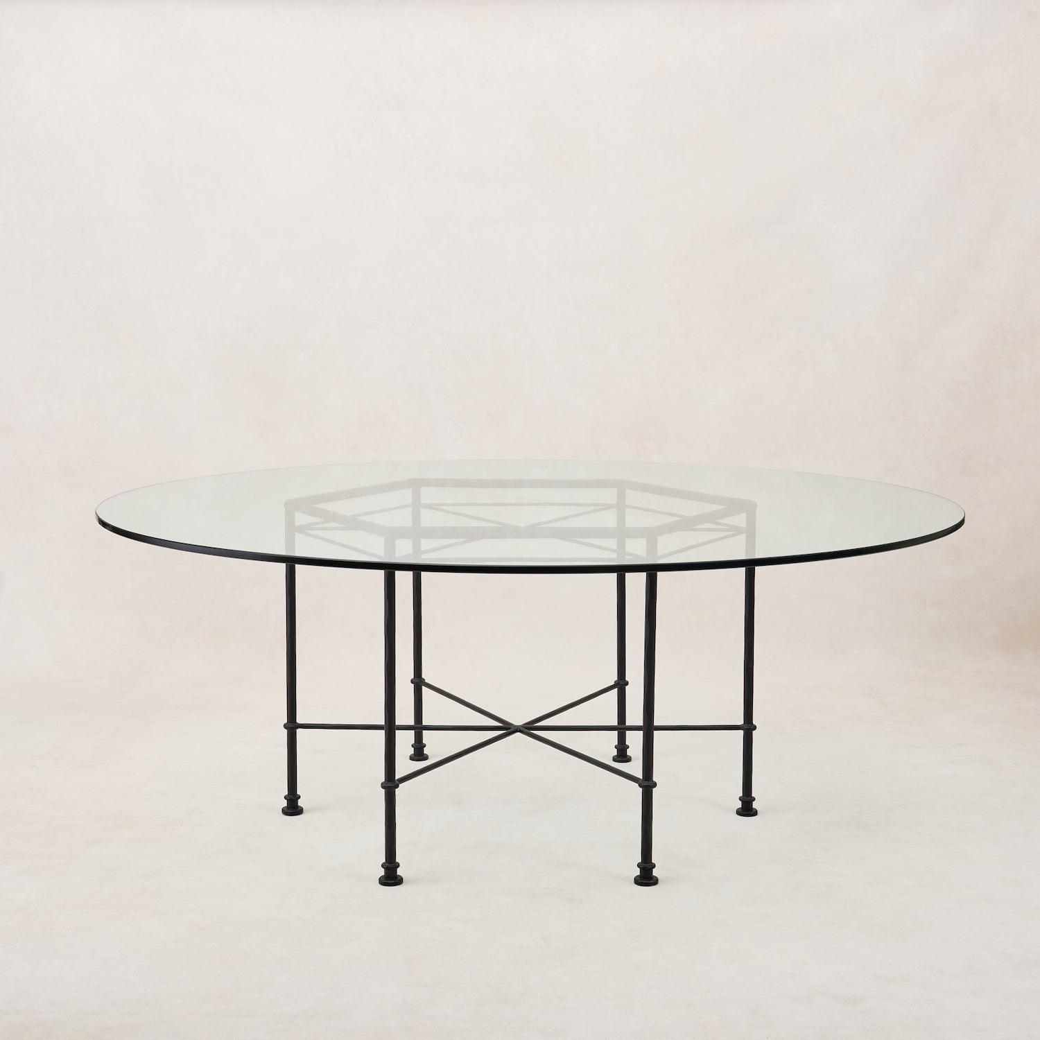 Table à manger d'extérieur en verre Provence - Châssis noir