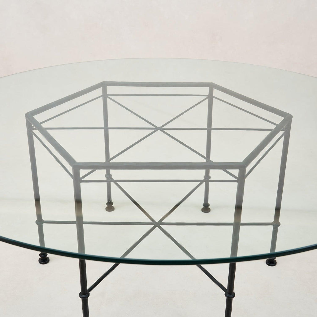 Table à manger d'extérieur en verre Provence - Châssis noir