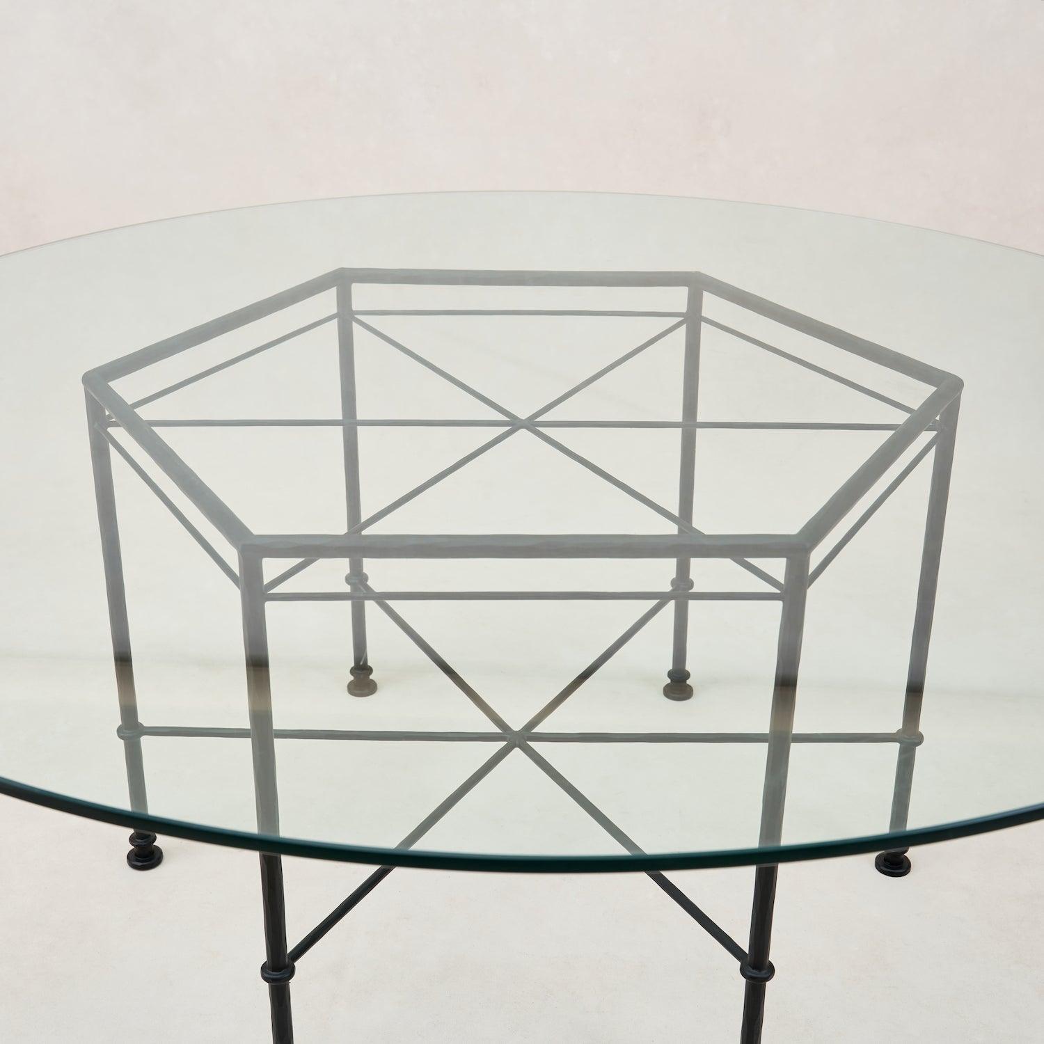 Table à manger d'extérieur en verre Provence - Châssis noir