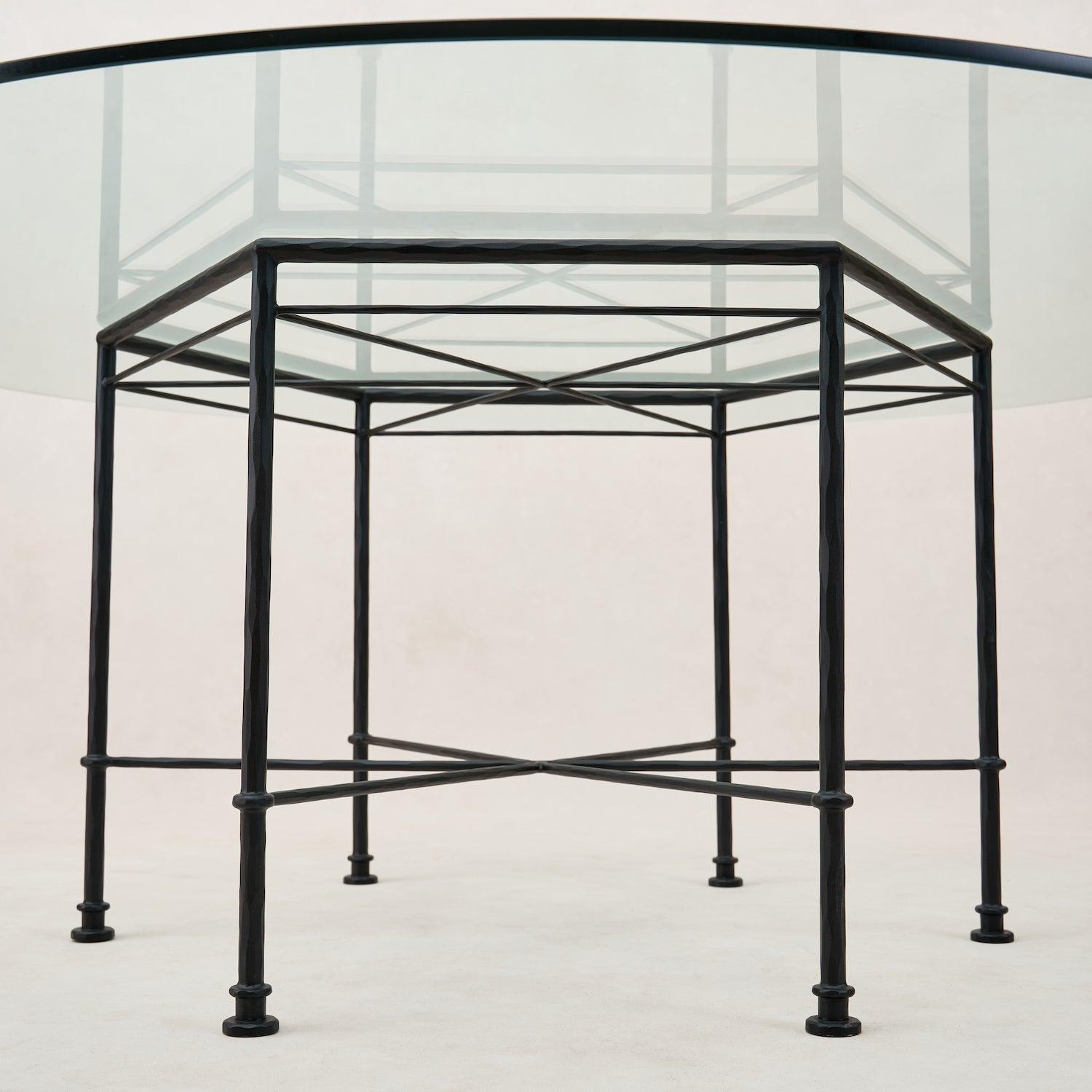 Table à manger d'extérieur en verre Provence - Châssis noir