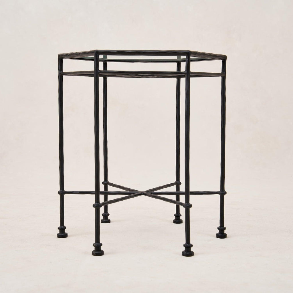 Table d'appoint d'extérieur en verre Provence - Noir