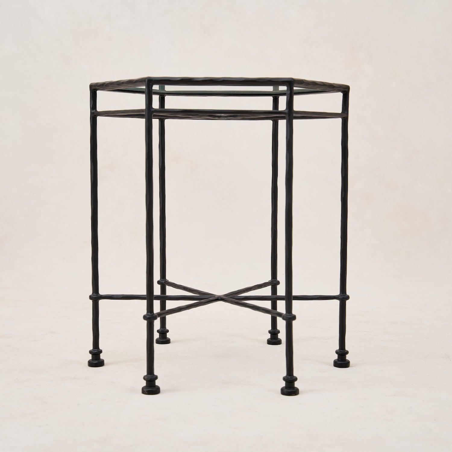 Table d'appoint d'extérieur en verre Provence - Noir