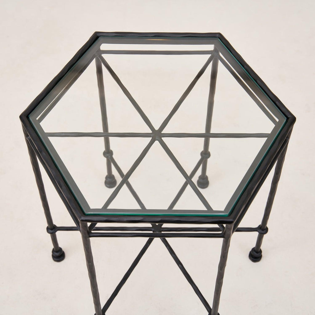 Table d'appoint d'extérieur en verre Provence - Noir