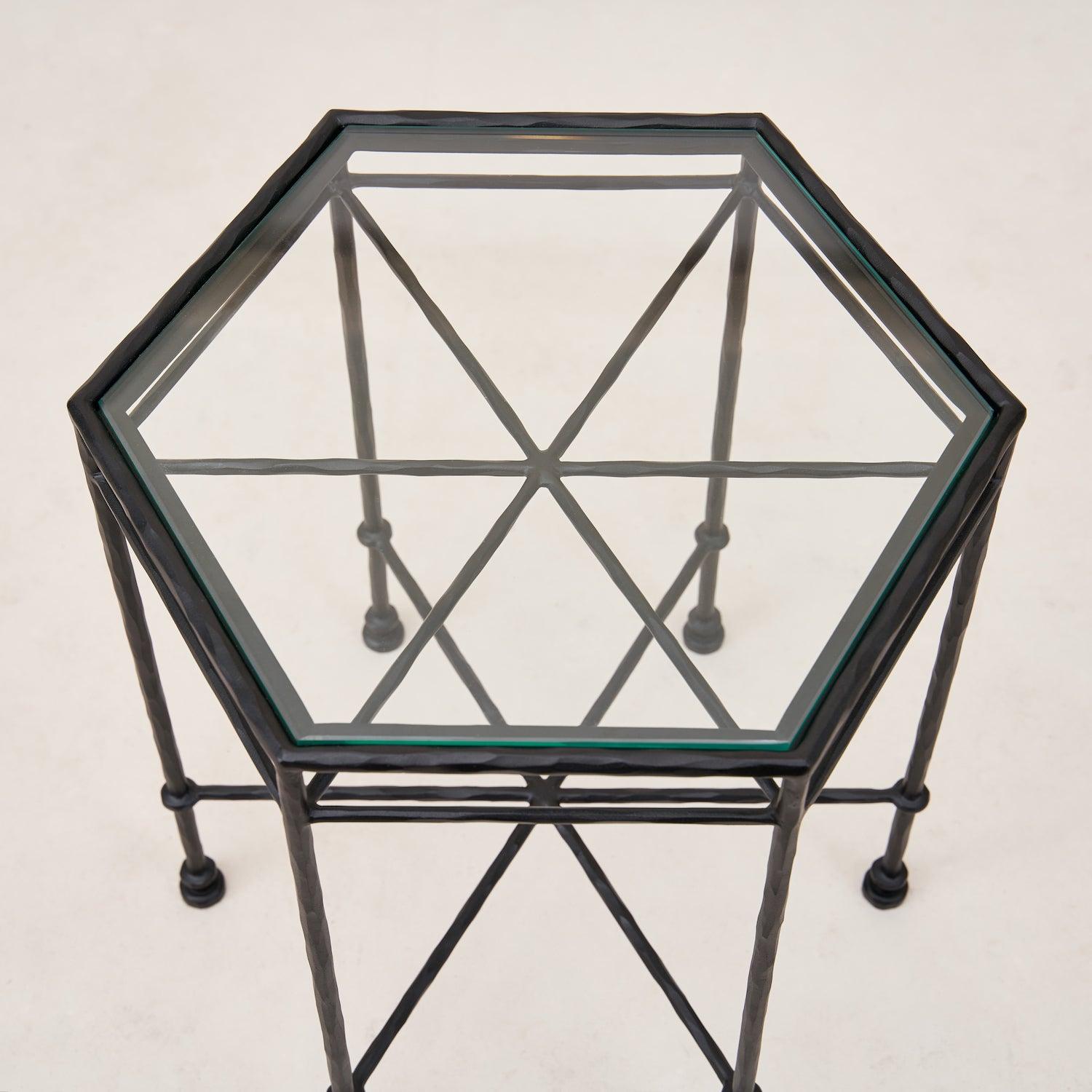 Table d'appoint d'extérieur en verre Provence - Noir