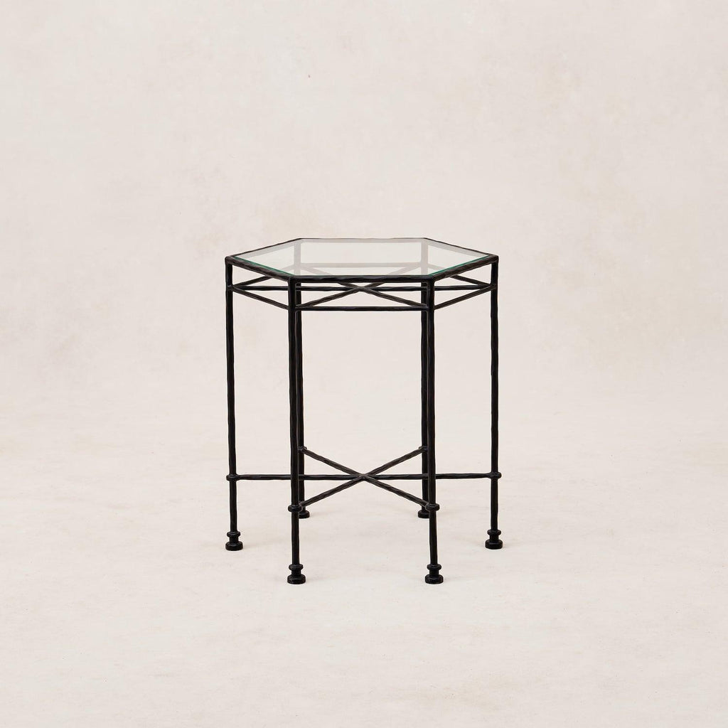Table d'appoint d'extérieur en verre Provence - Noir