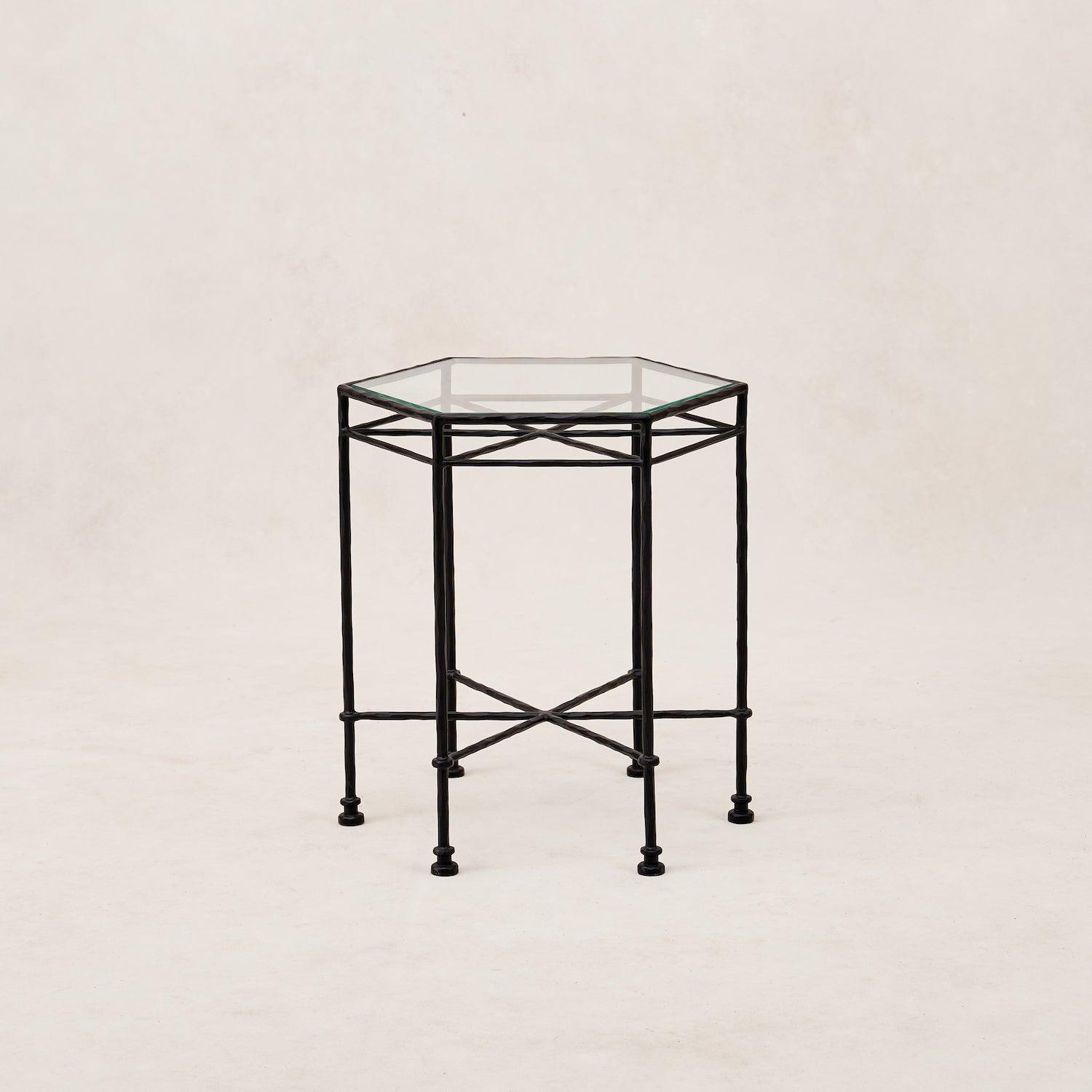 Table d'appoint d'extérieur en verre Provence - Noir